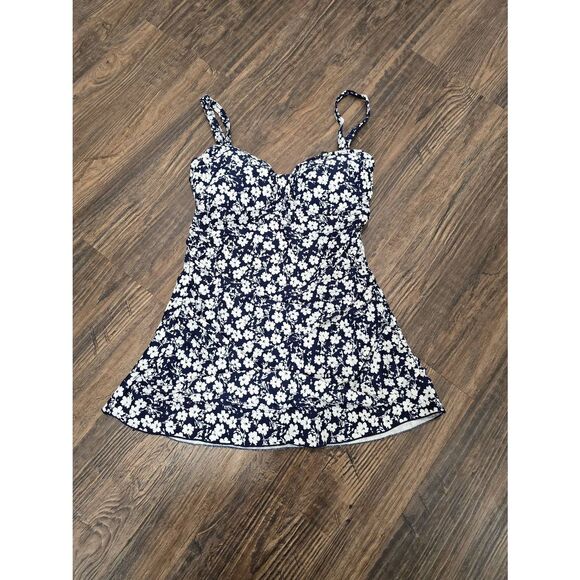 Shore Shapes Navy Floral Swim Dress Size 10 NWT $85 Active Control - Picture 4 of 11